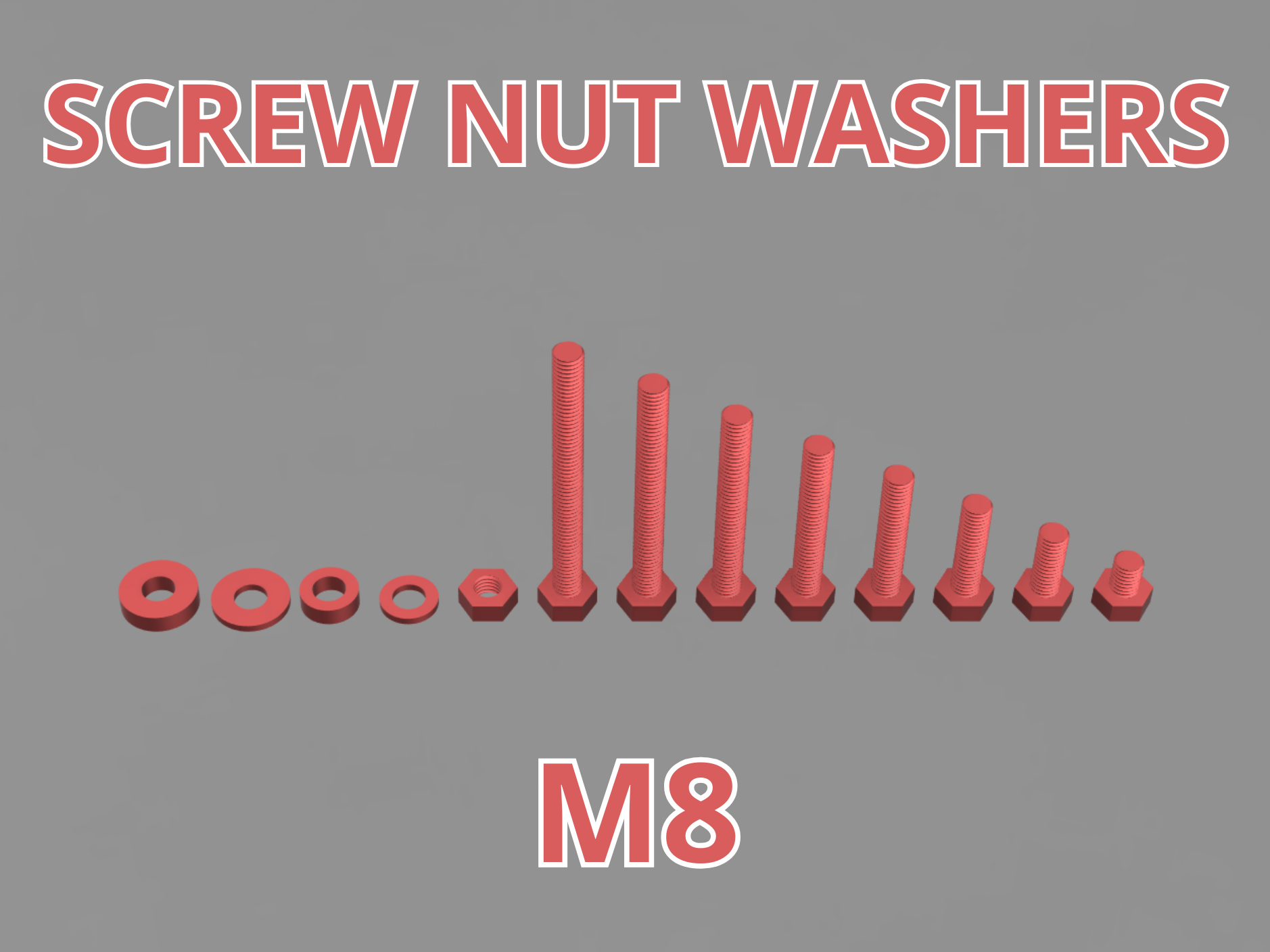 M8 Screw Set / NUT / WASHER M8 x 10-80mm
