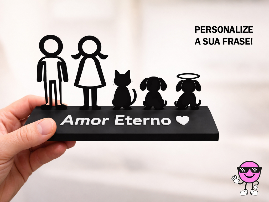 PLACA FAMÍLIA PERSONALIZADA COM FRASE AMOR ETERNO
