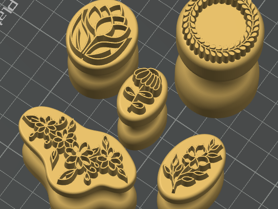 Polymer Clay Floral Stamps Set of 5