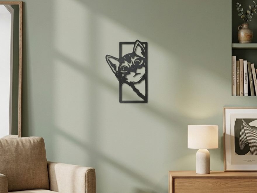 Quadro Gatto Curioso - Wall art of line art