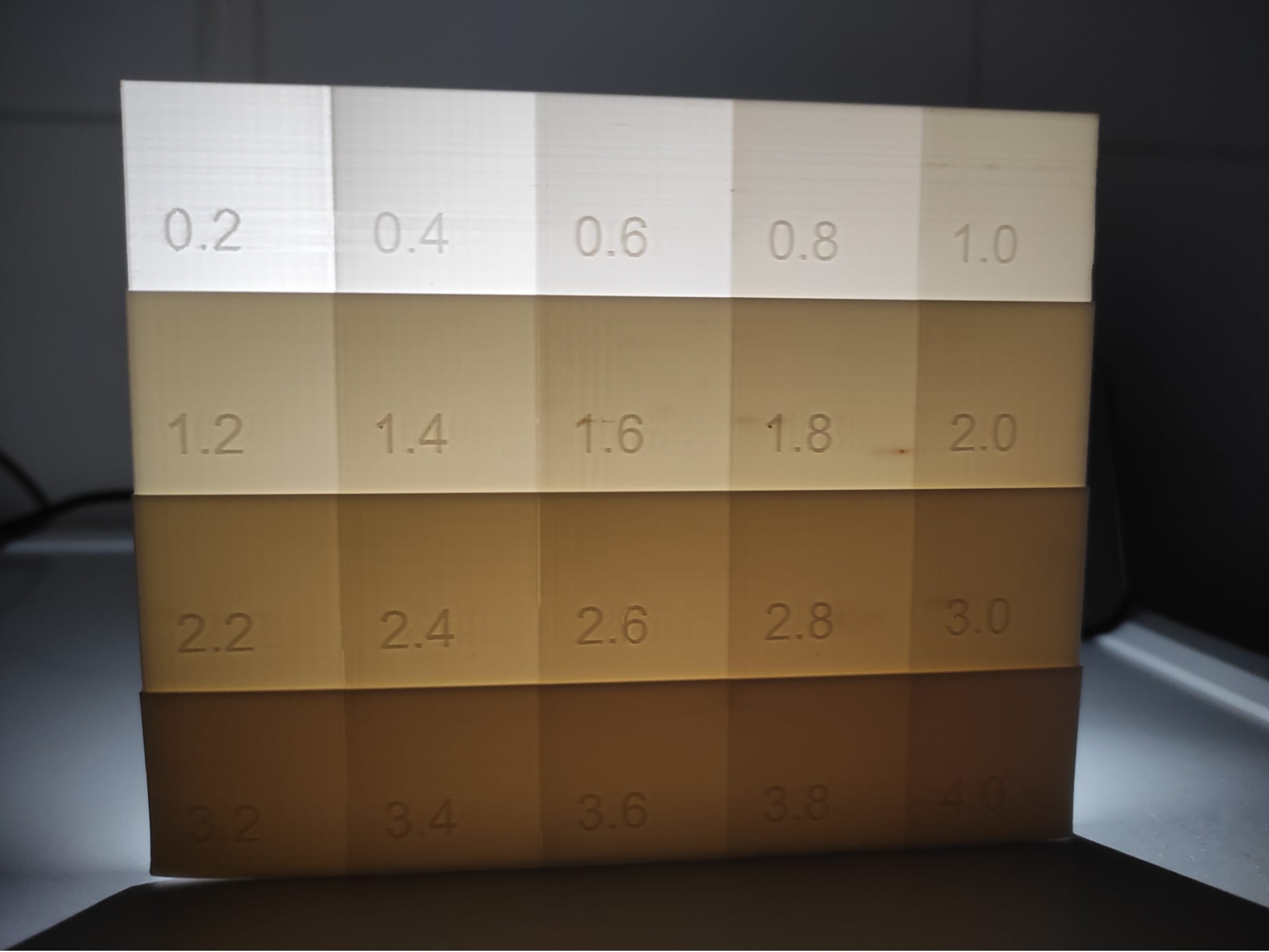 Litophane thickness test 0.2 Nozzle