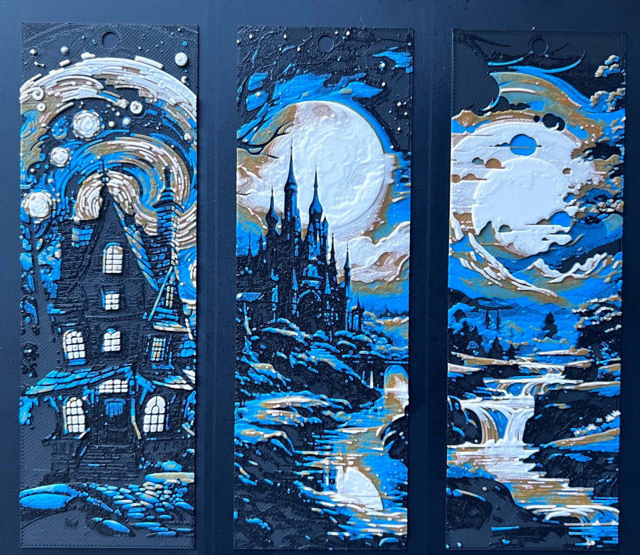 Set 3 Bookmarks magical fantasy hueforge