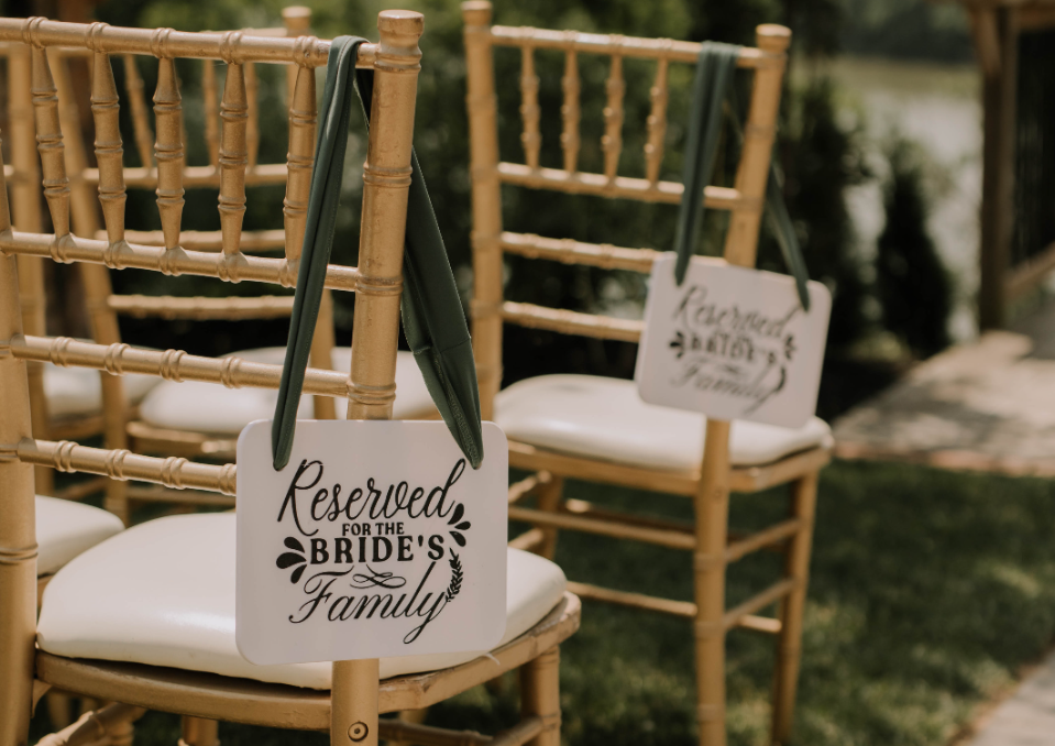 Reserved Chair Bride And Groom Wedding Sign