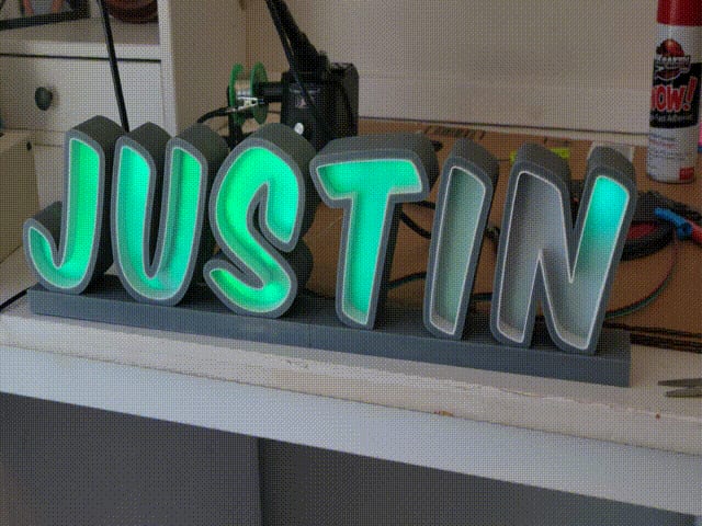 "Justin" LED Name Sign