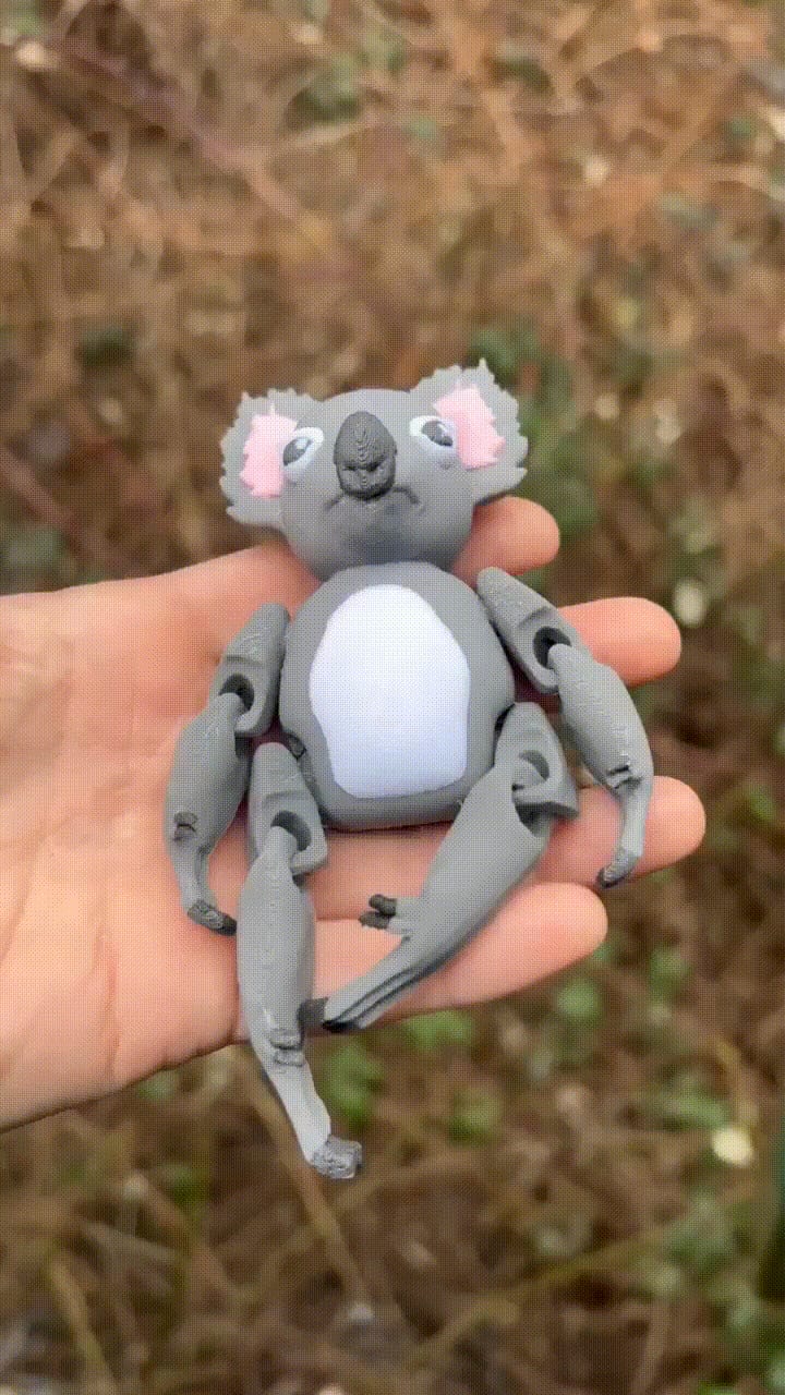 Koala bear print in place articulated jointed animal / toy MULTICOLORED compatible and pre painted
