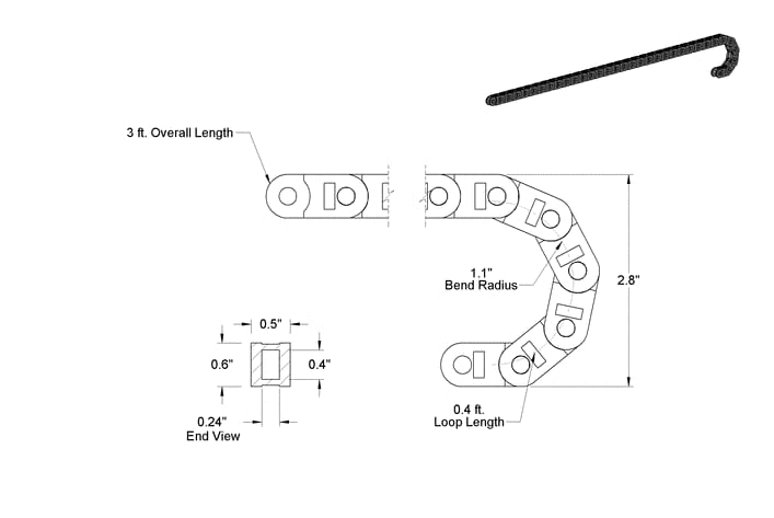 Portamanguera y cable encajables para diámetro exterior máximo de cable de 0,2"