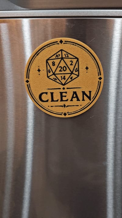 DnD themed D20 Clean/Dirty Dishwasher Magnet