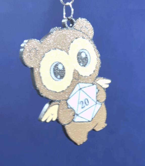 Owlbear with D20 keychain