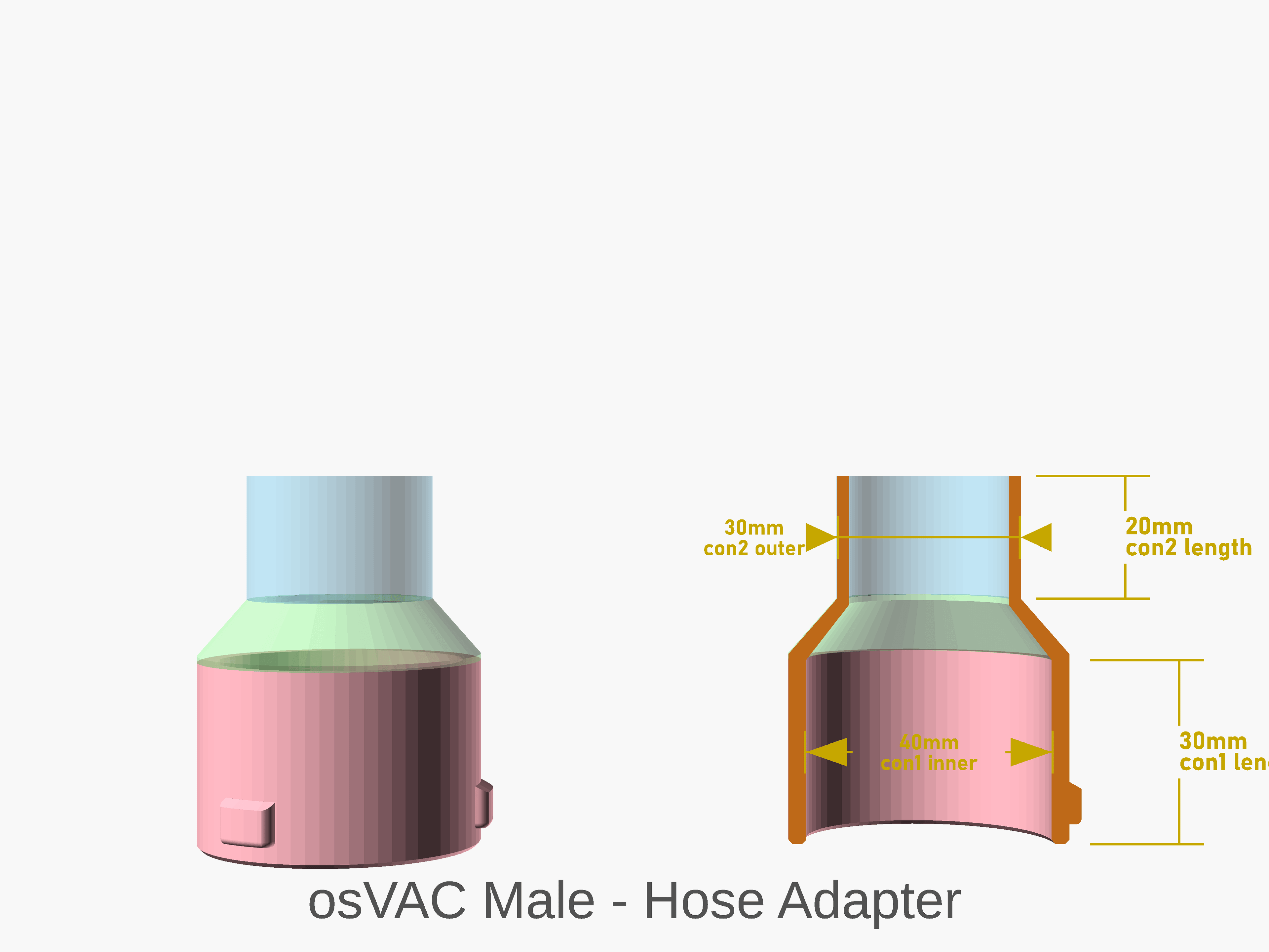 Parametric vacuum hose connector