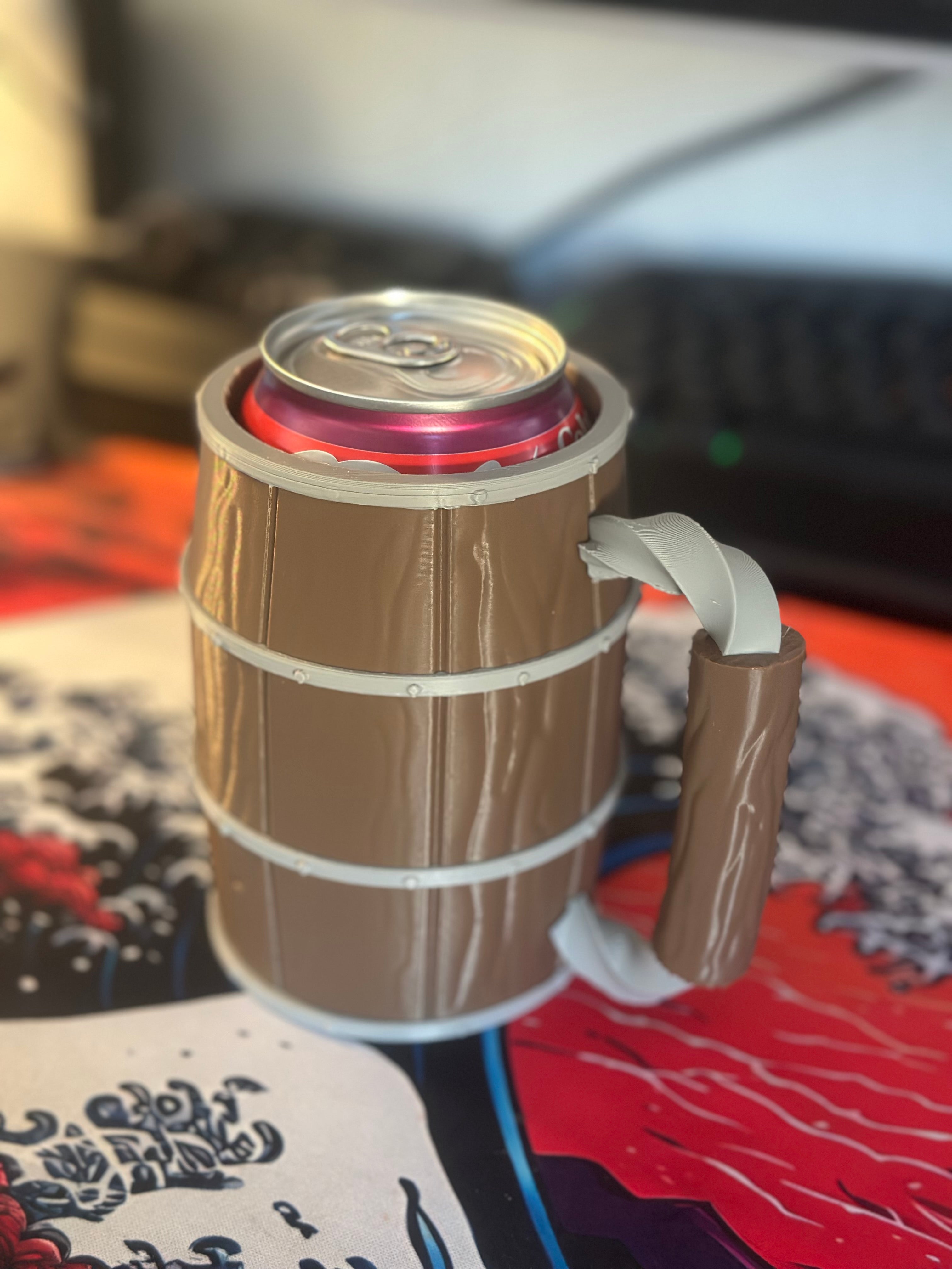 Handled Barrel Can Coozie with Texture - 330ml