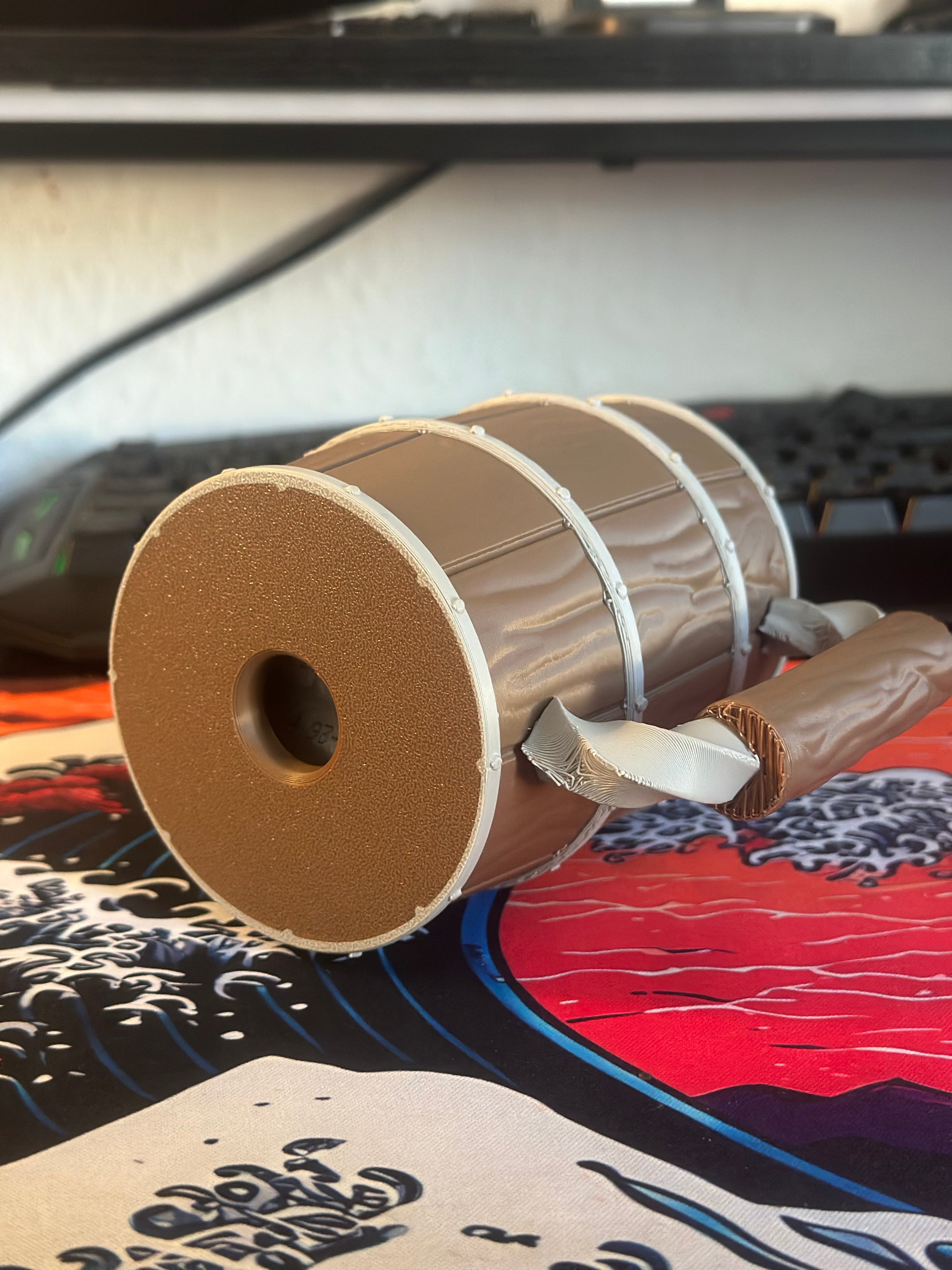 Handled Barrel Can Coozie with Texture - 330ml
