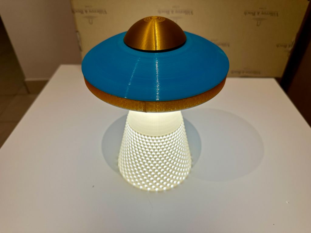 UFO Table Lamp with Tractor Beam Illumination