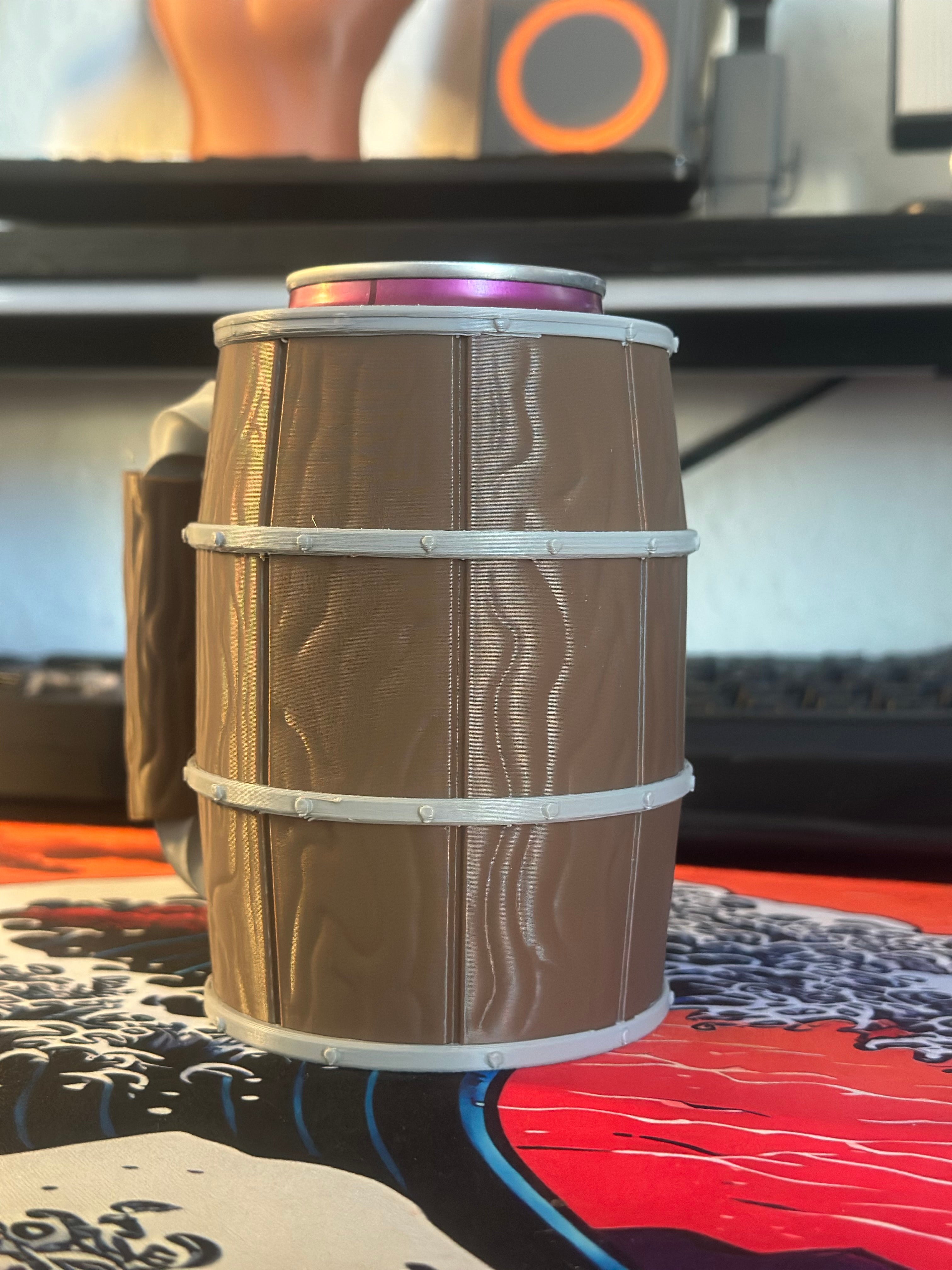 Handled Barrel Can Coozie with Texture - 330ml