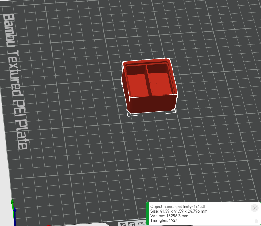 Gridfinity Divided 1x1 Bin