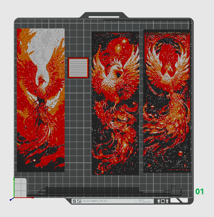 The Phoenix rising from its Death - Flaming Bird - Set of 3 Bookmarks