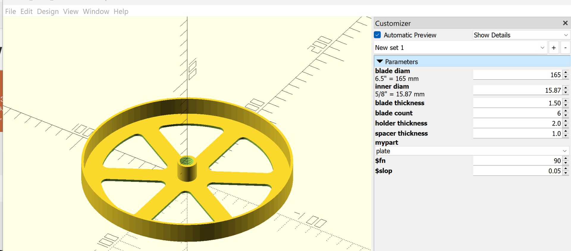 Multiple saw blade holder, OpenSCAD parametric