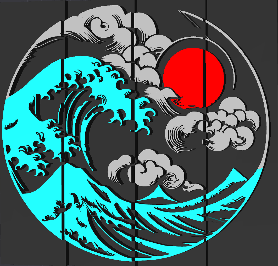 Giant Japanese Wave Split Art