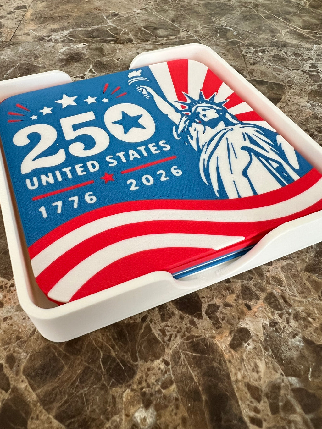 USA 250 Patriotic Coasters with tray
