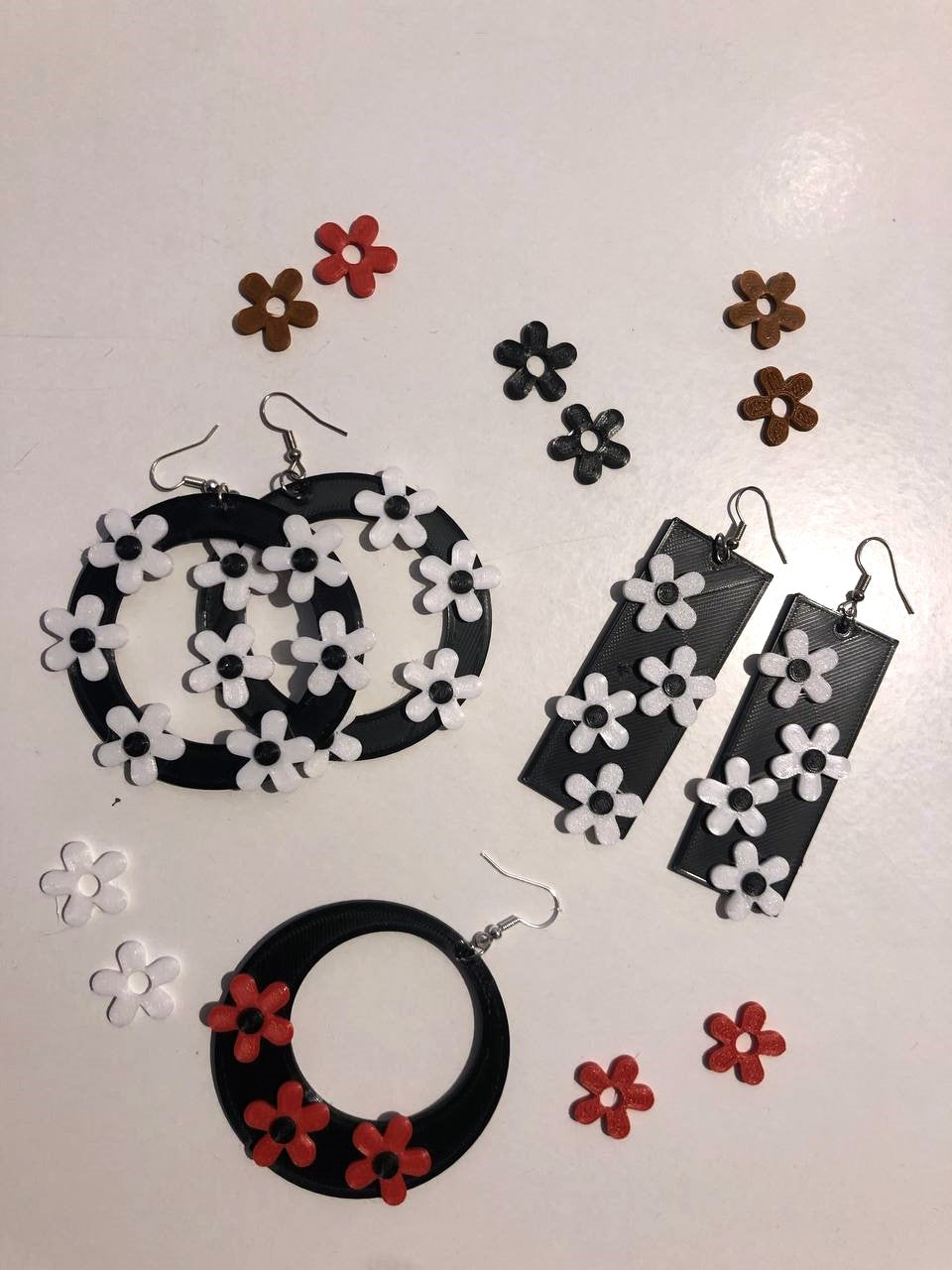 Earring flower split part pendientes flores