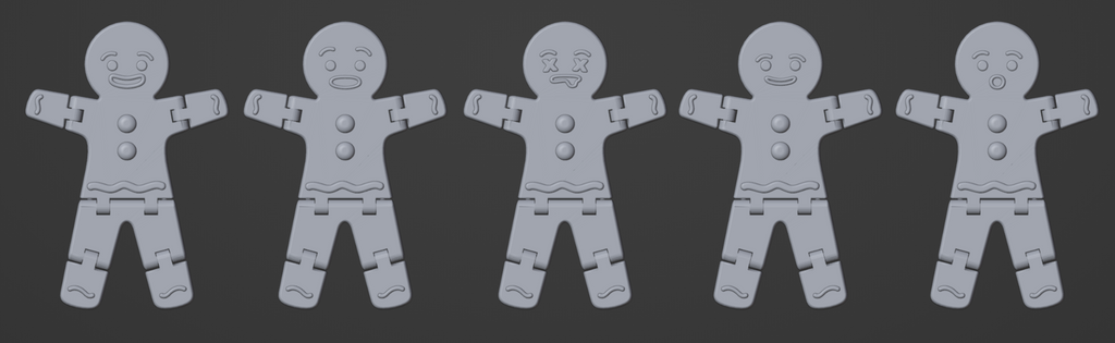 Articulated Gingerbread Man - 5 face options