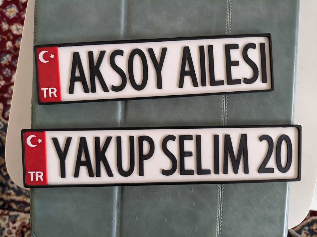 Customizable Turkish License Plate with Flag