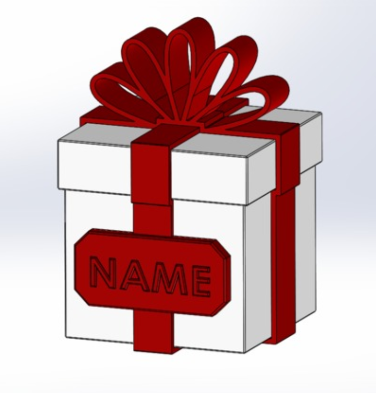 Present Box With Name Tag Ornament