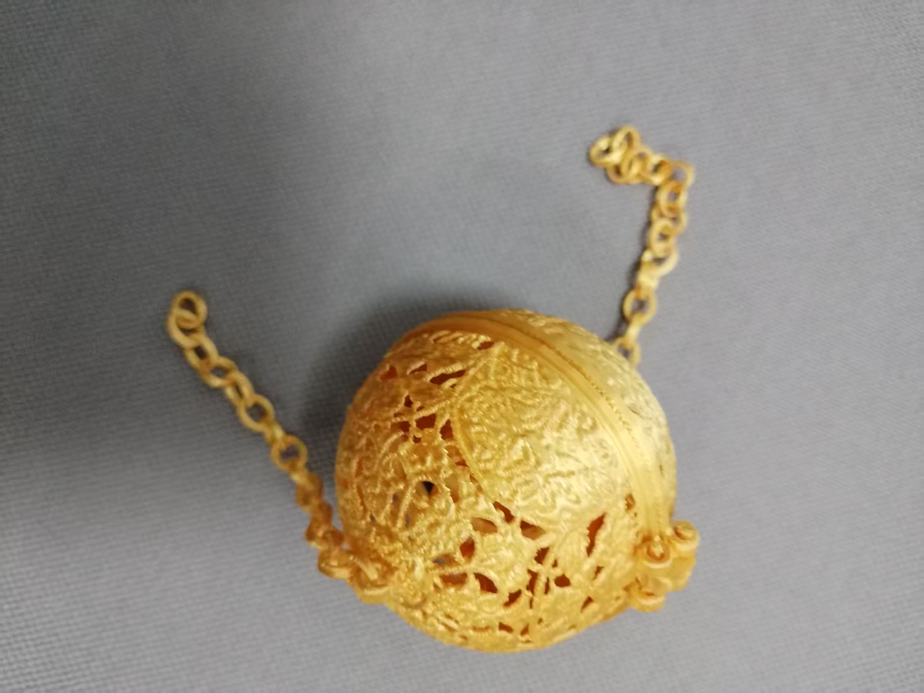 唐熏球二种：柿形花结瓜棱纹、花鸟珍禽纹（塔香、香膏适用，内含平衡球）