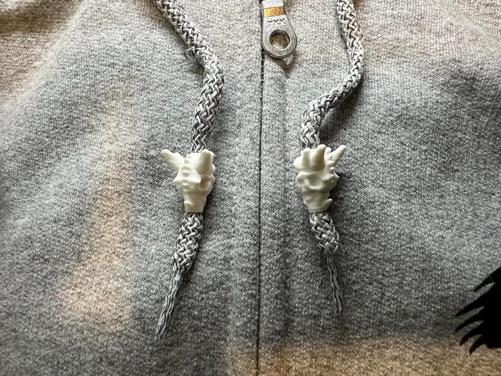 Dragon Skull Hoodie Drawstring Beads