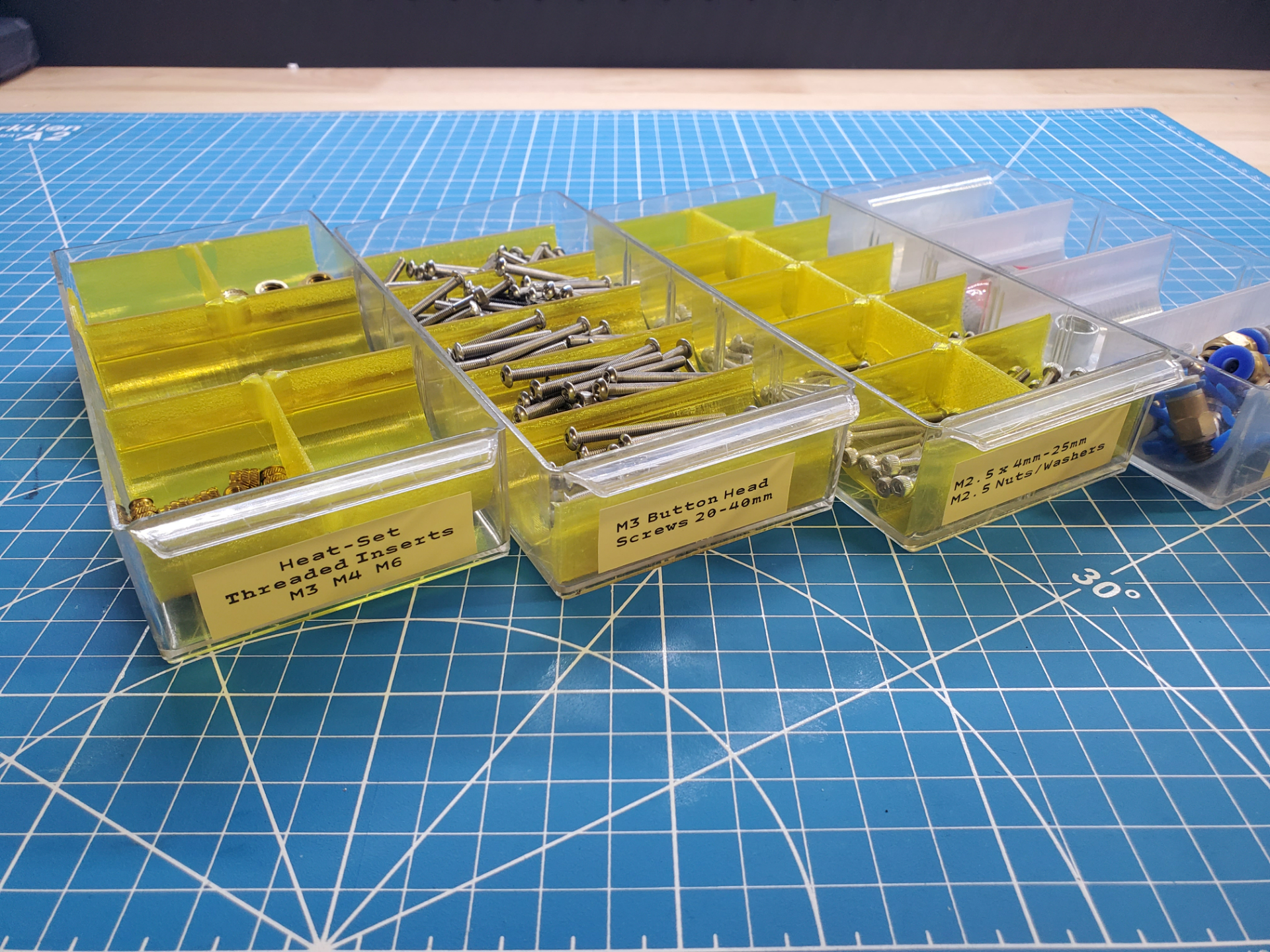 Vase-mode Inserts for parts storage drawers