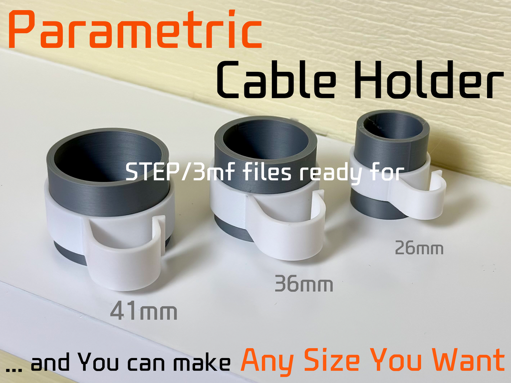 Parametric Cable Clip for Monitor Arm Poles