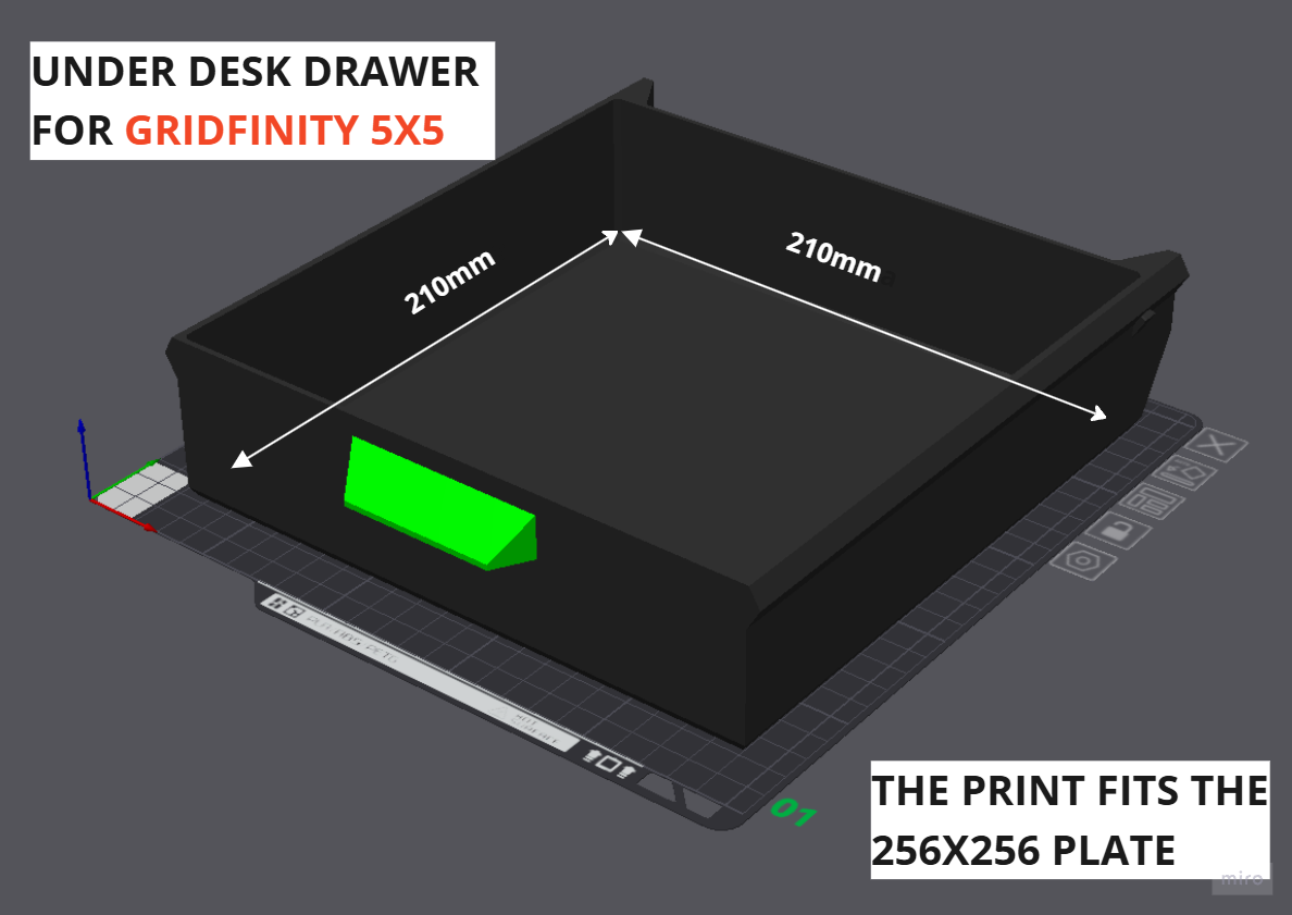 Gridfinity 5x5 - Under Desk Drawer