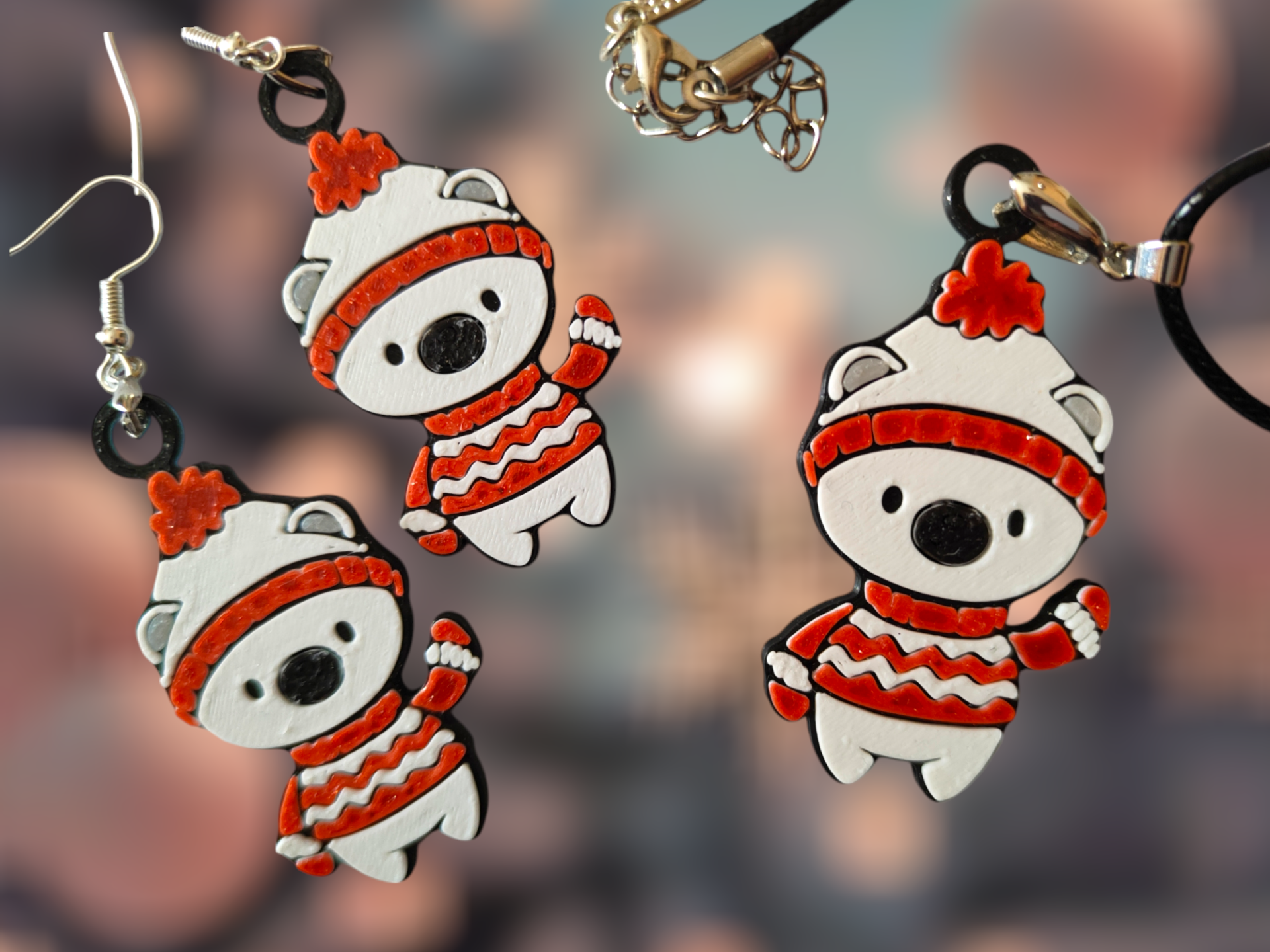 Cute Polar Bear - Earrings and Necklace