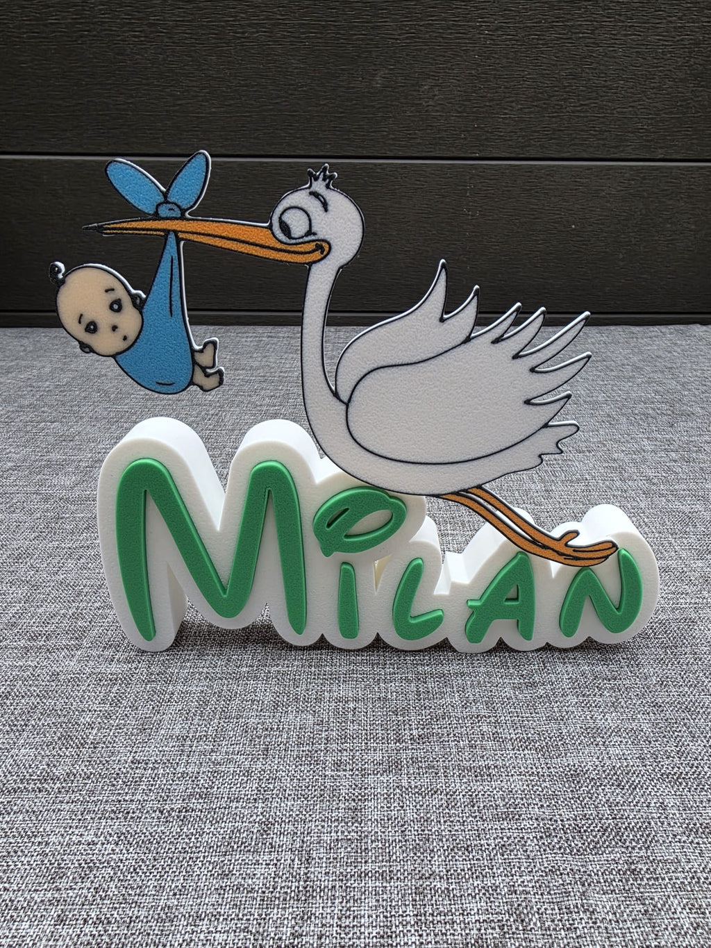 Deko-Storch mit Baby