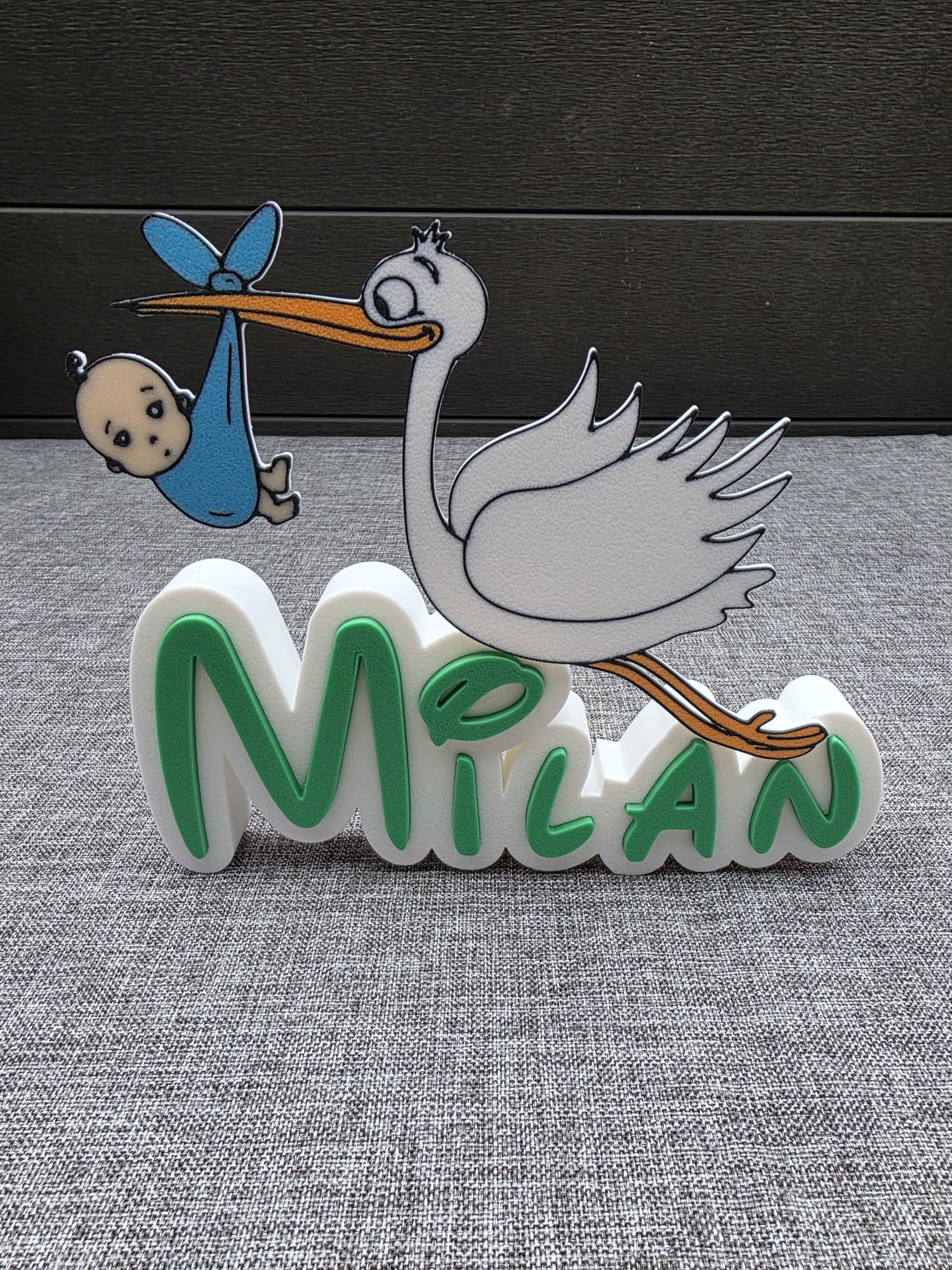 Deko-Storch mit Baby
