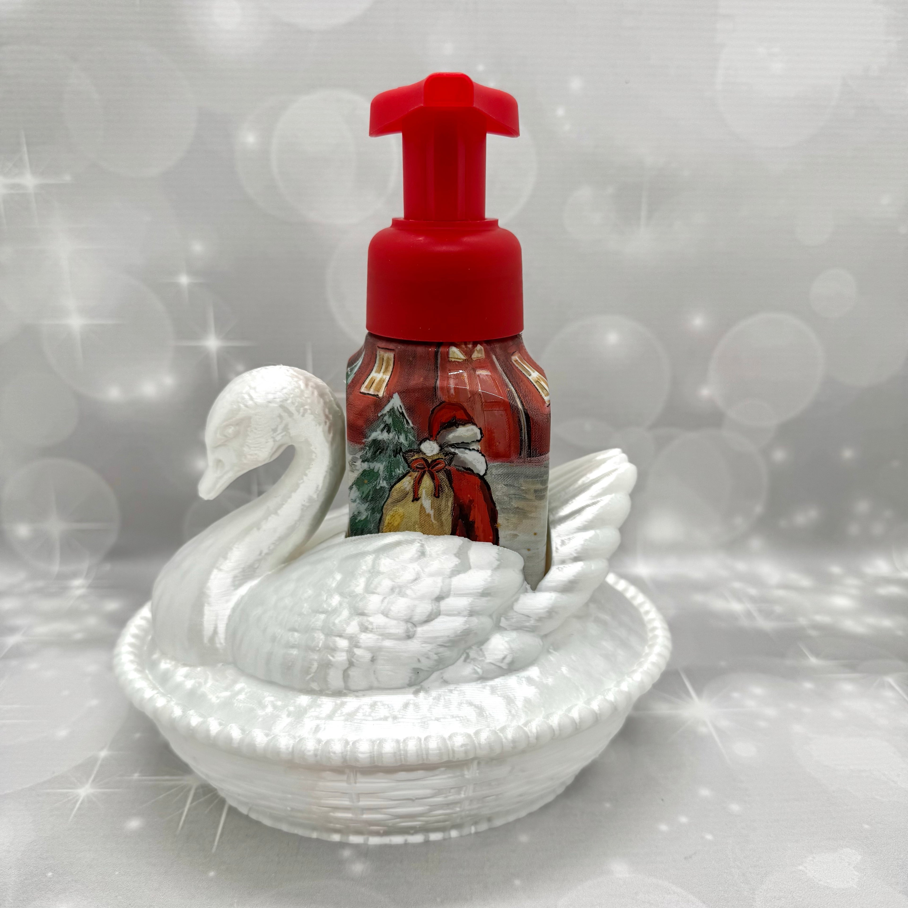 Vintage Milk-glass Swan BBW Soap Bottle Holder