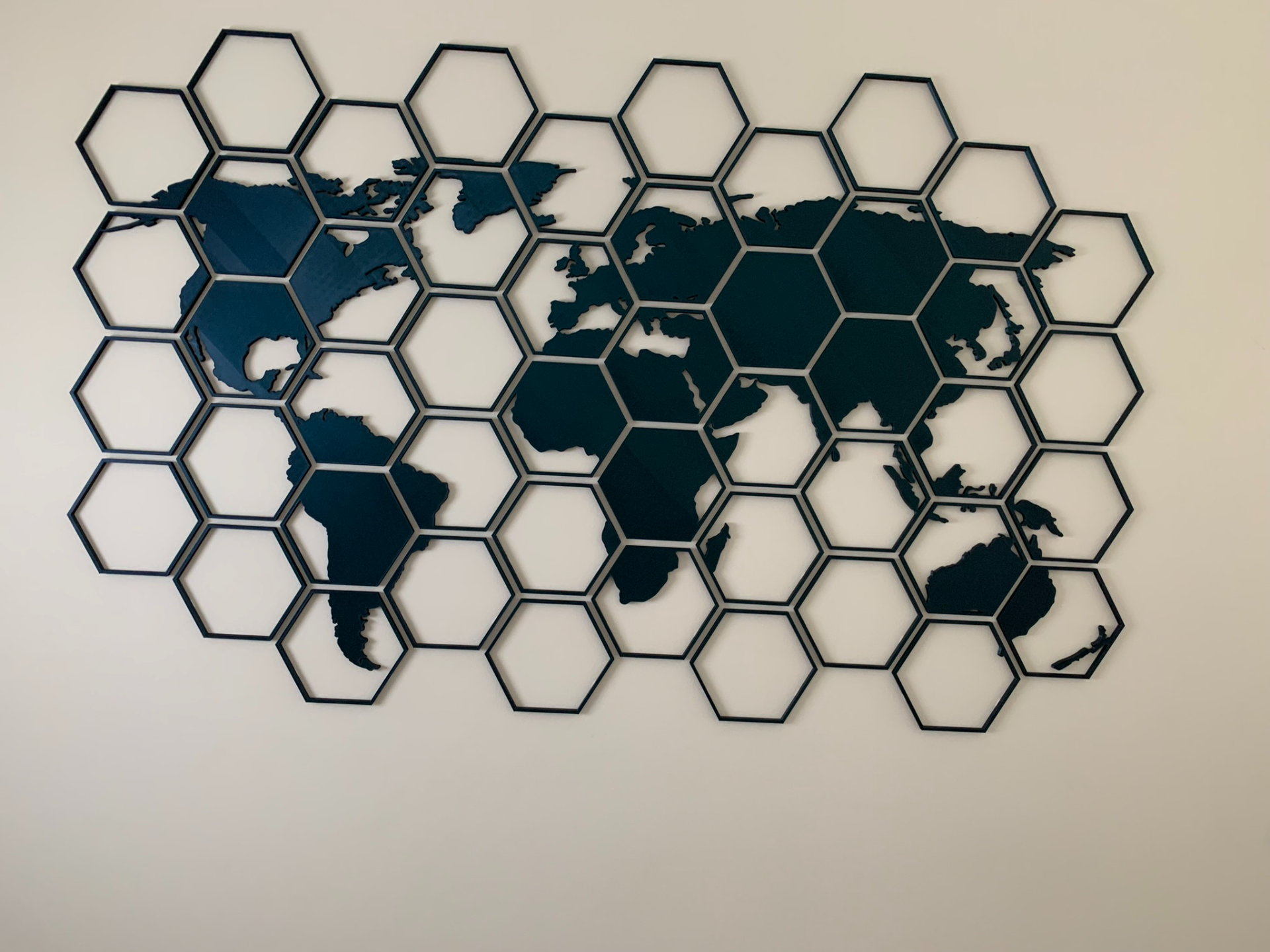 World Map Hexagon Wall Art