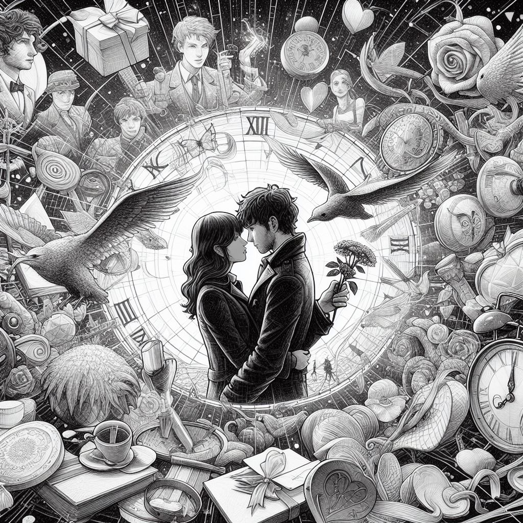 A couple with a clock - HueForge