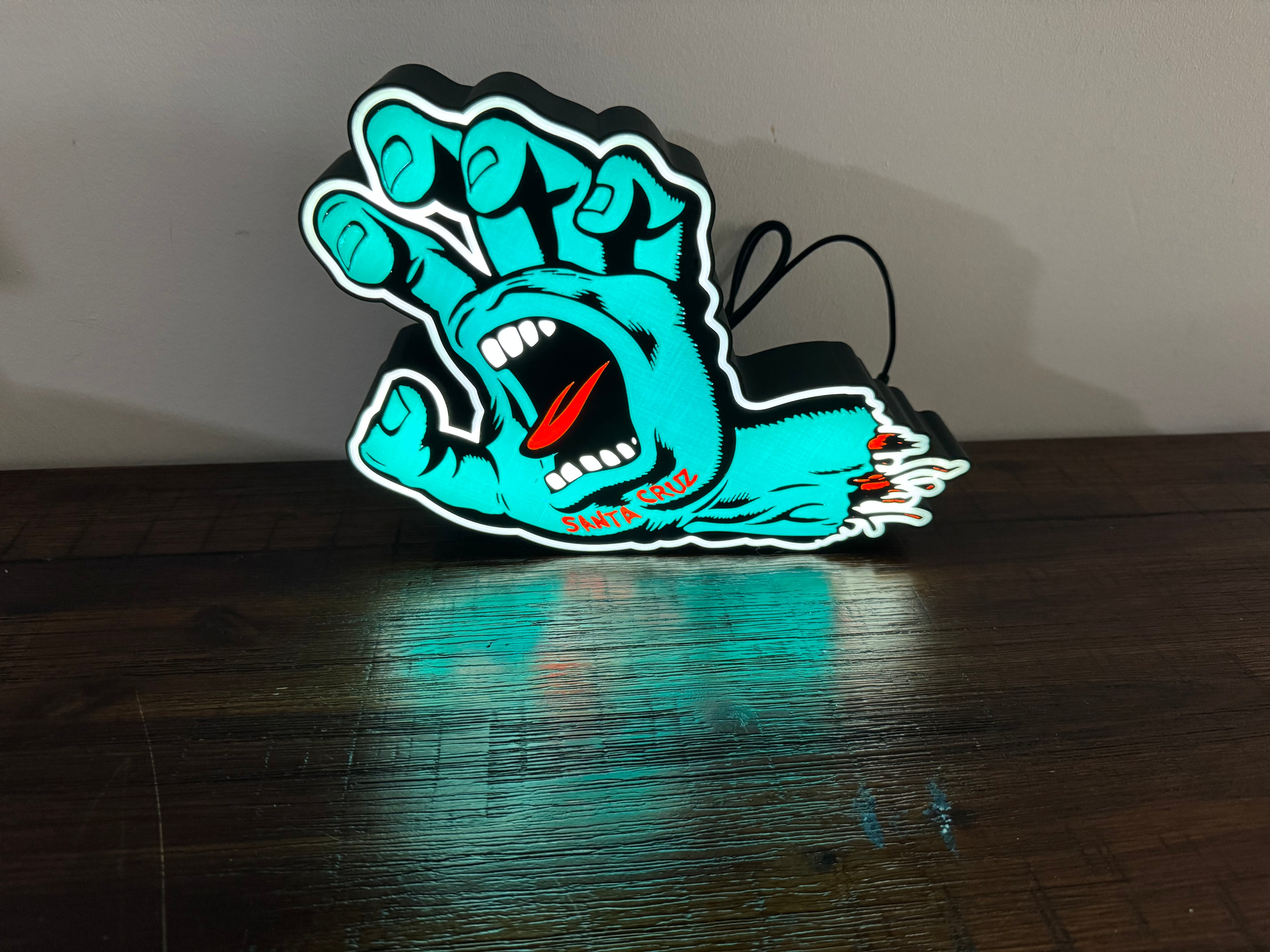 Santa Cruz - Screaming Hand - Light up Sign / Logo