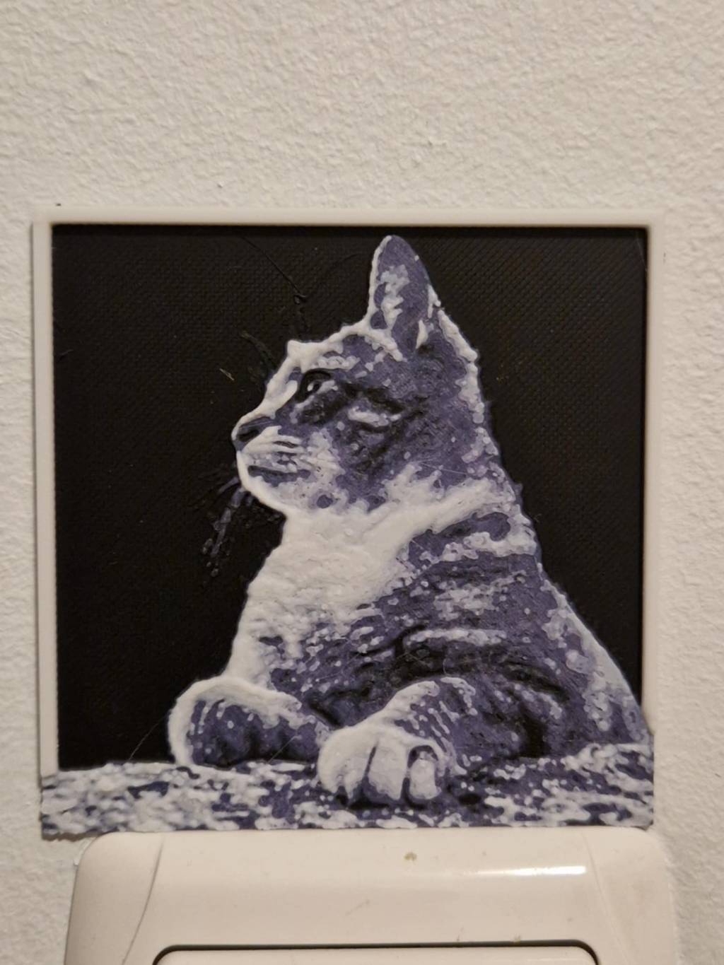 Cat side profile 3d/2d picture small with frame