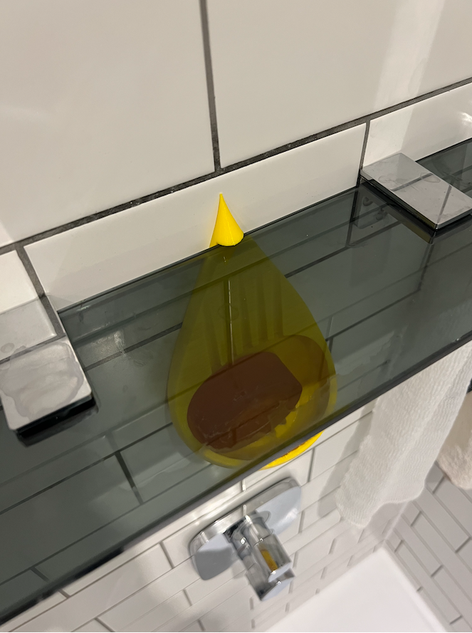 Water drop design for soap holder