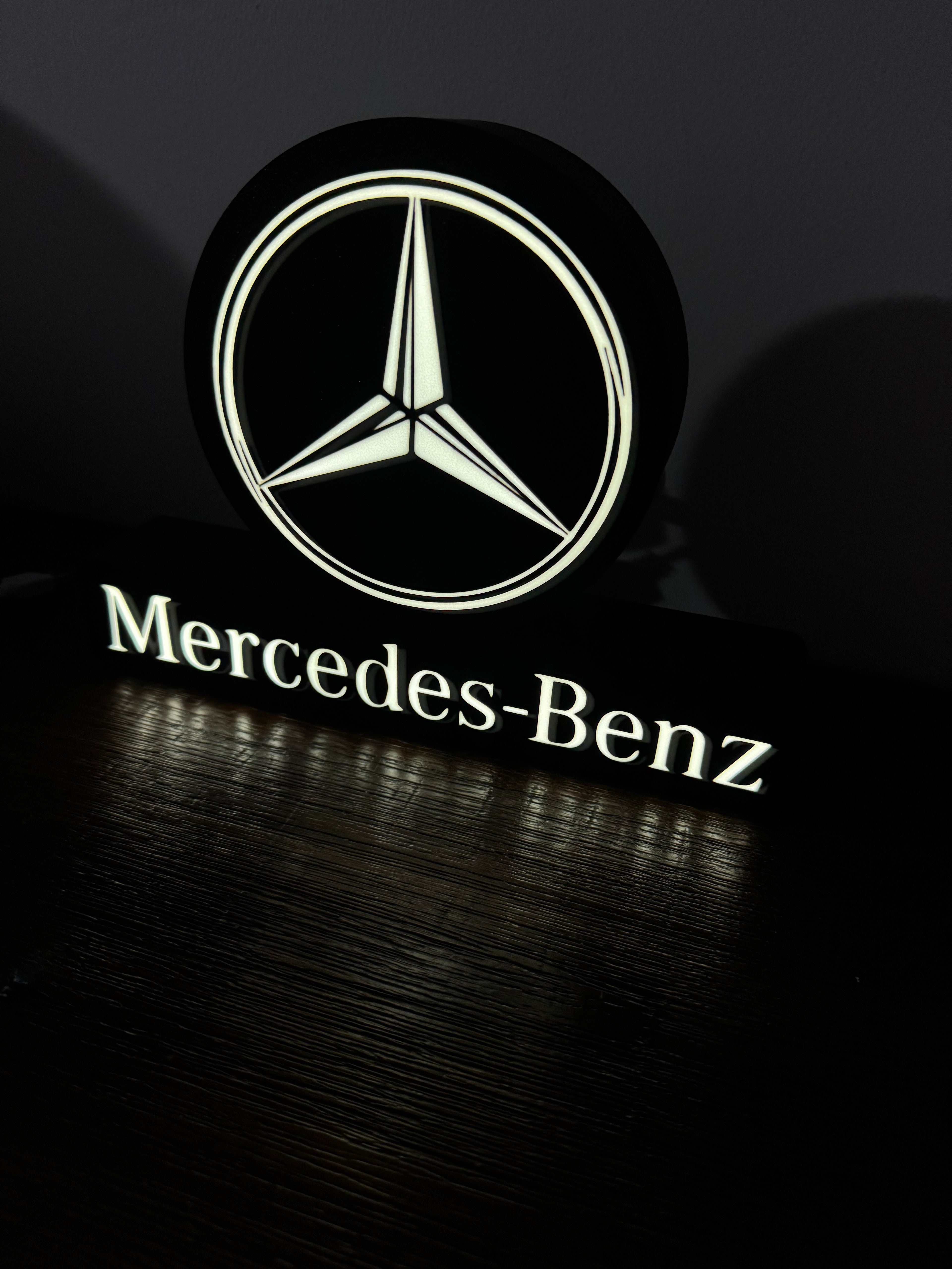 Mercedes-Benz Logo & Words Light Up Sign