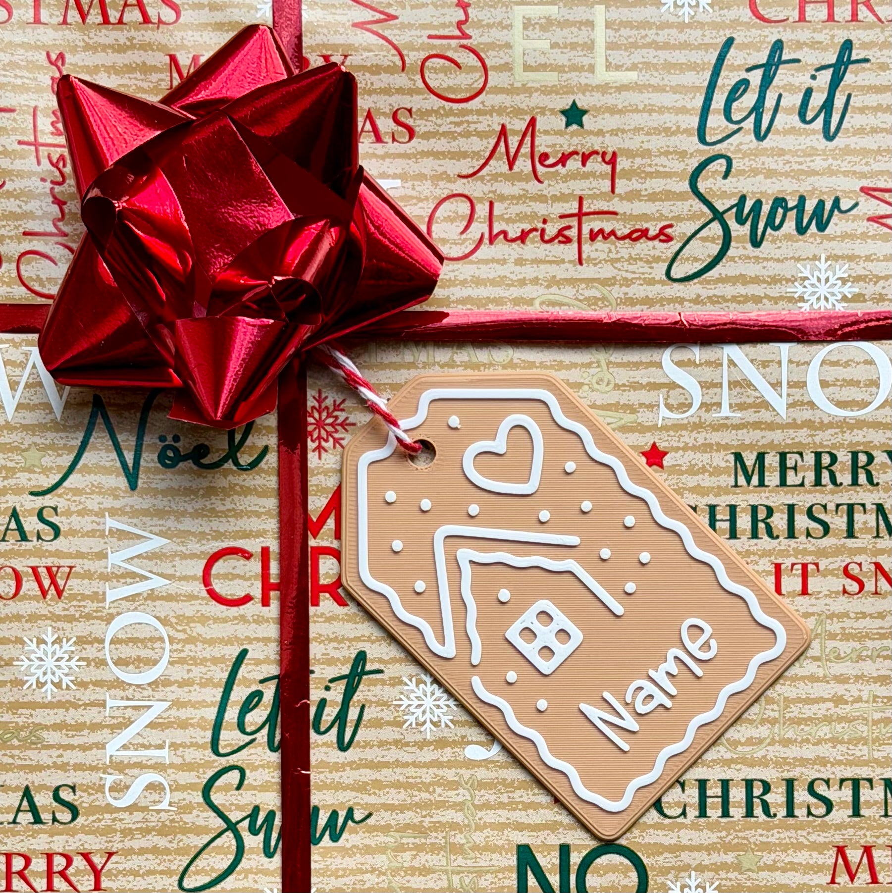 Customisable name Christmas gift tag - Gingerbread