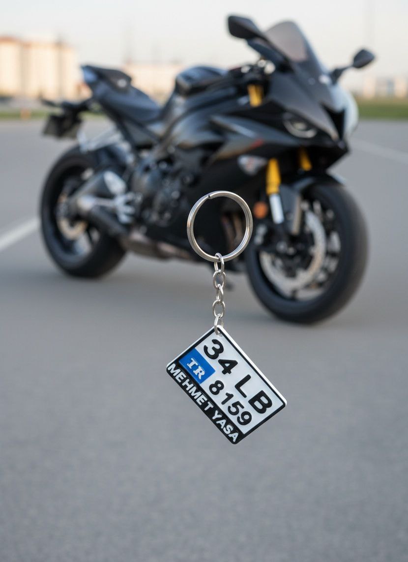 motor plaka anahtarlık