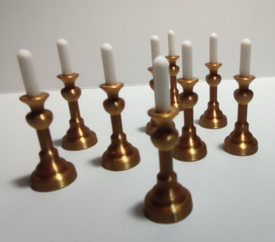 Miniature Golden Candlestick with Candle