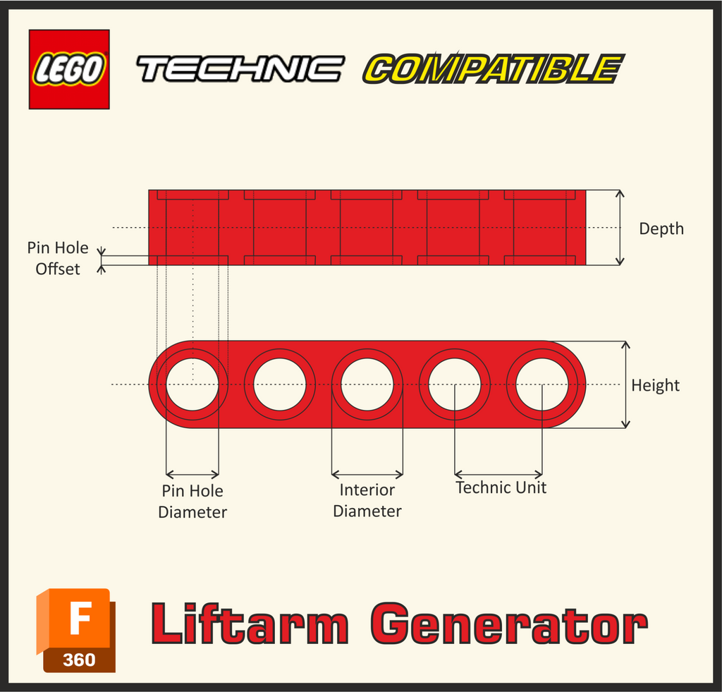 LEGOO Technic liftarm generator – Fusion 360