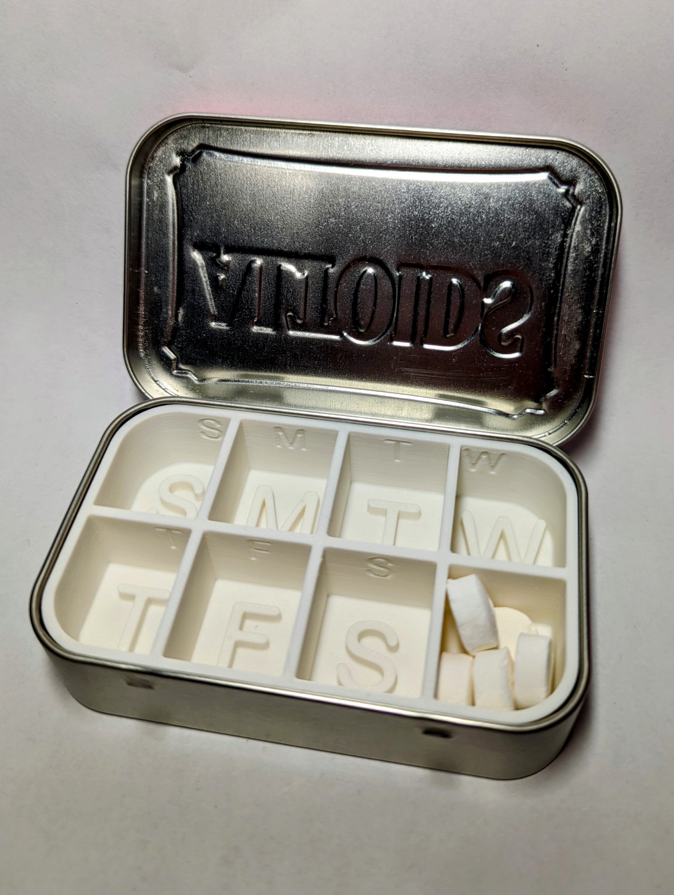 Altoids Tin Weekly Pill Holder Organizer - Thin Wall Divider