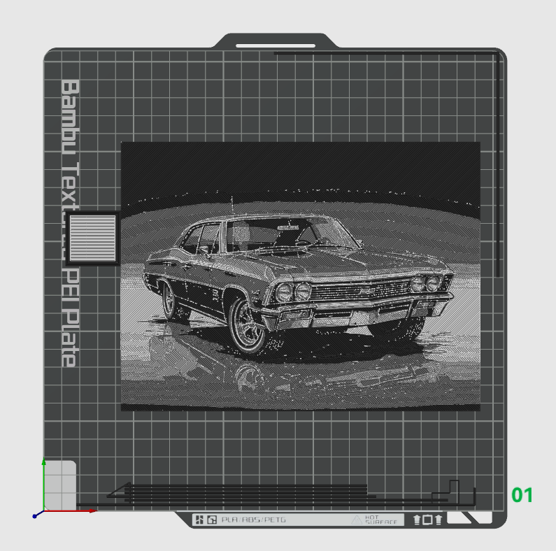 Hueforge Fan Art - Movie Car Series - 1967 Chevy Impala 4 door - Supernatural TV series