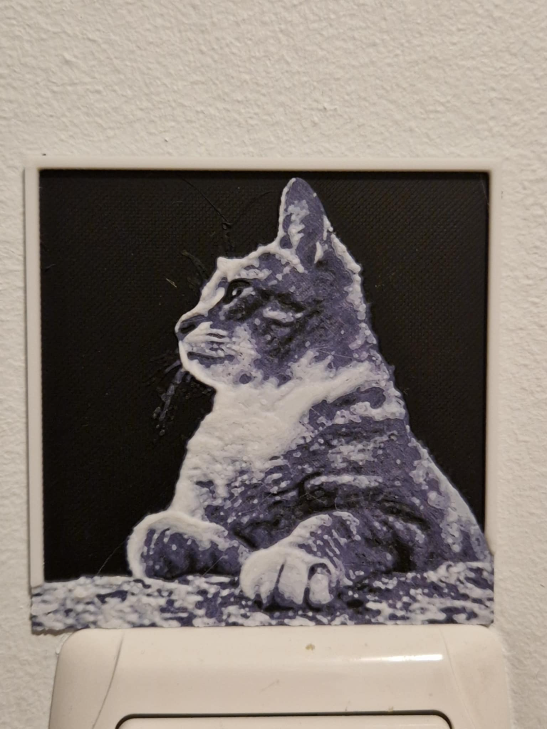 Cat side profile 3d/2d picture small with frame