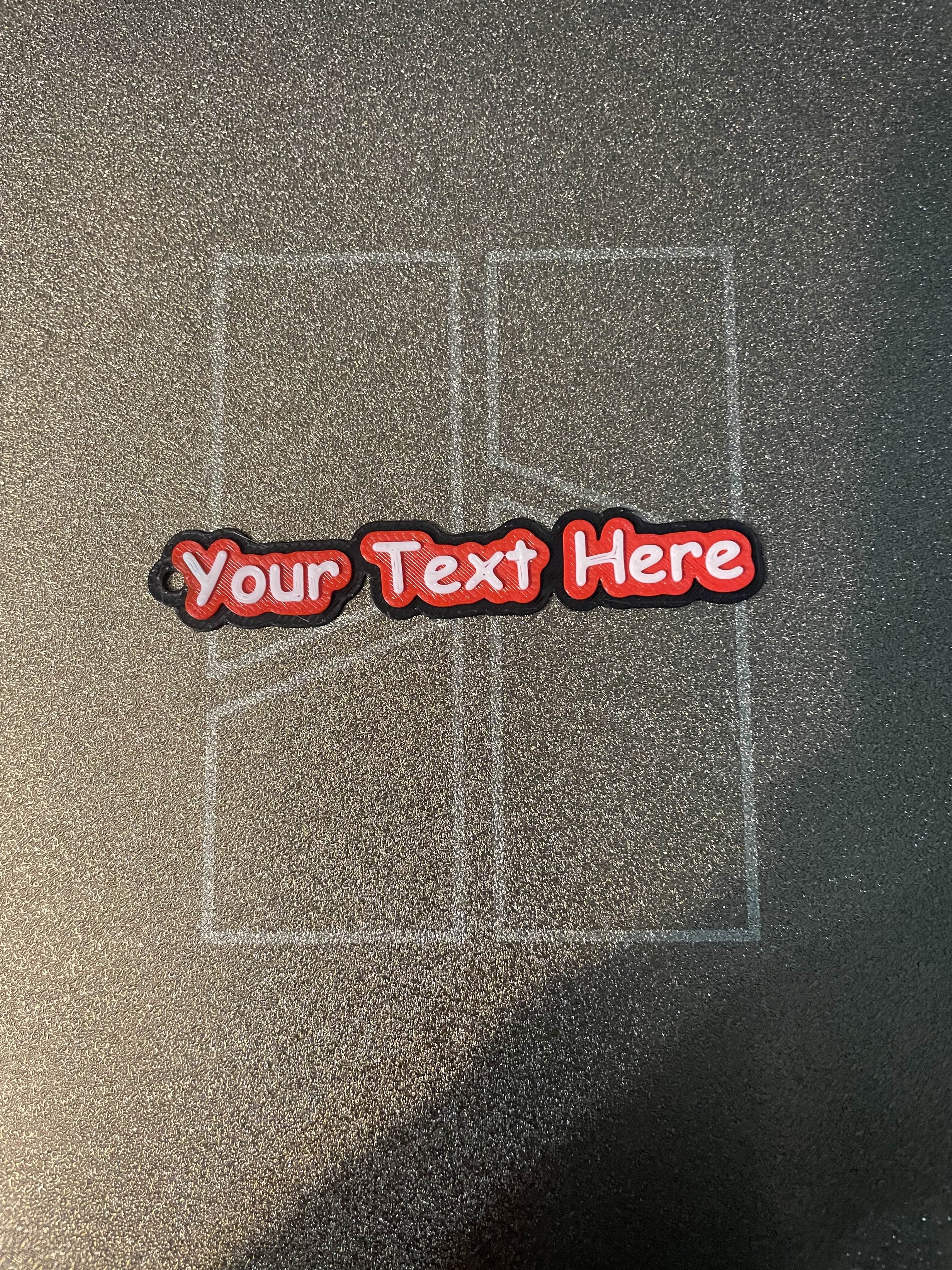 Customizable text keychain