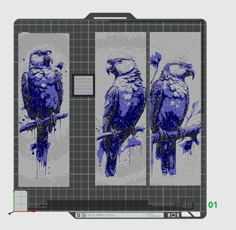 Artistic View of a Purple and White Love Bird - Set of 3 Bookmarks - Hueforge Art